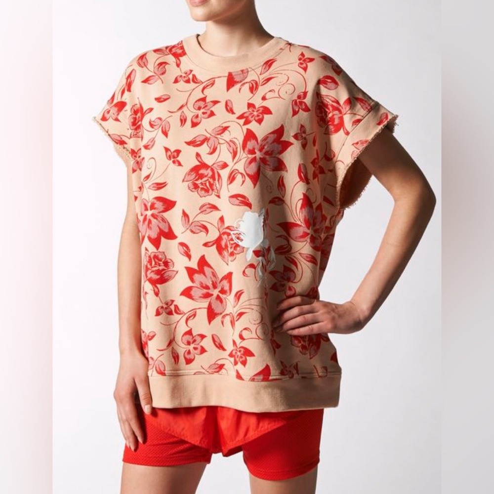 NWT Stella McCartney Adidas Sleeveless Sweatshirt Floral Print M fits like XL